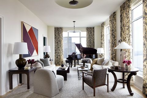 traditional living room with piano