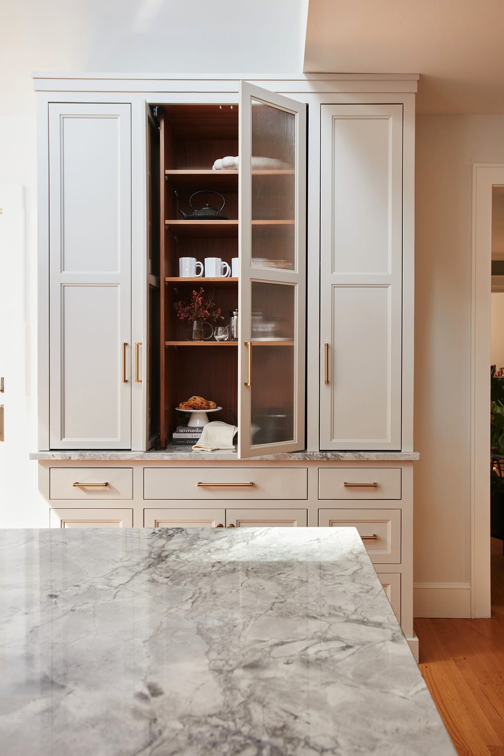 taupe kitchen cabinet