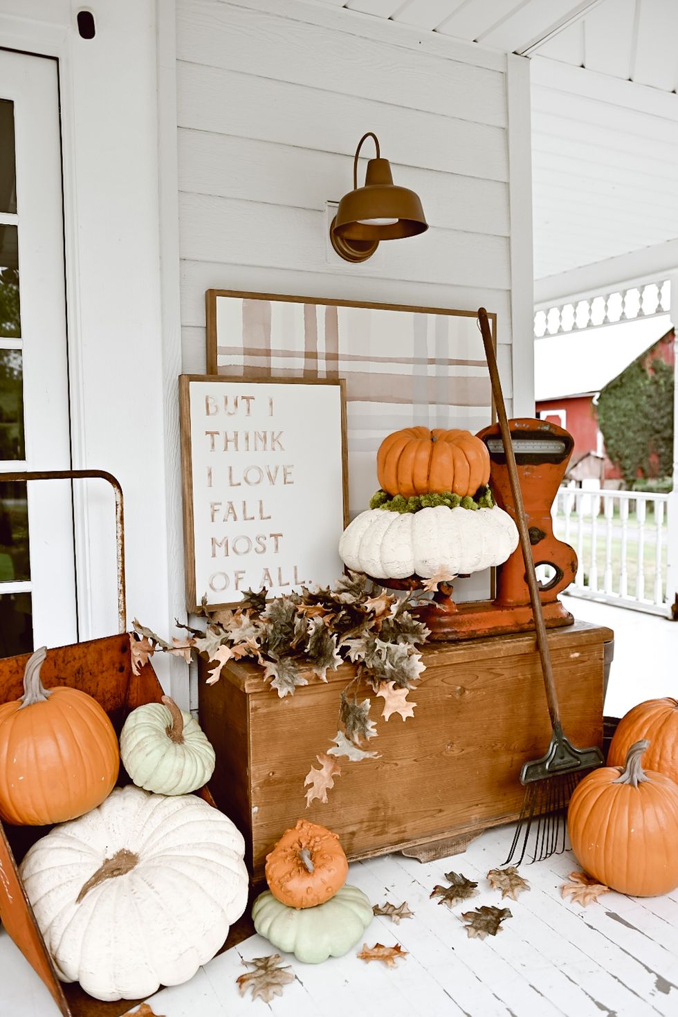 fall front porch decor vintage and flea market