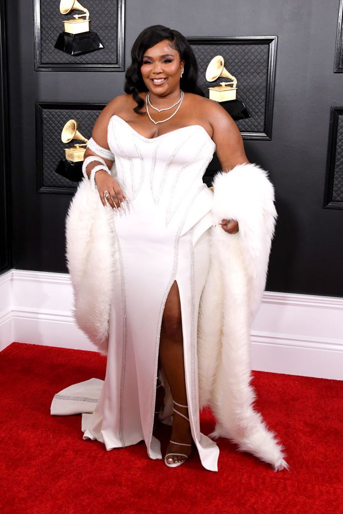 Lizzo Channels Britney Spears in a White Versace Gown at Grammys