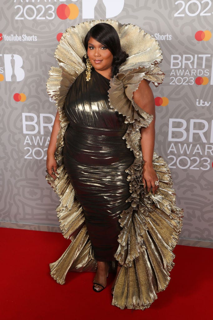 the brit awards 2023 arrivals lizzo