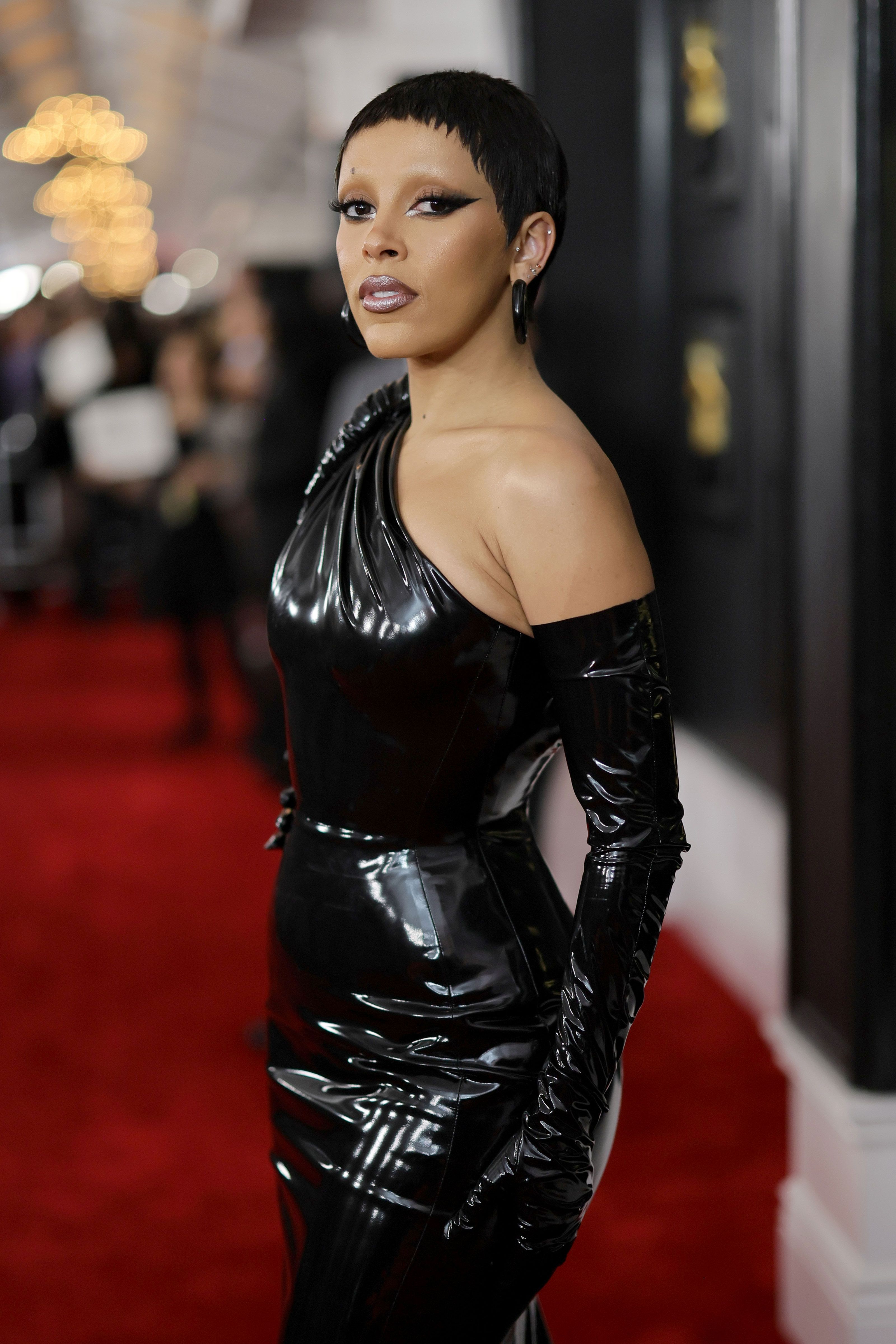 Doja Cat Wore Versace Black Dress on Grammys 2023 Red Carpet