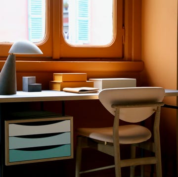‘Nyhavn’ desk, Finn Juhl a wooden desk with coloured drawers