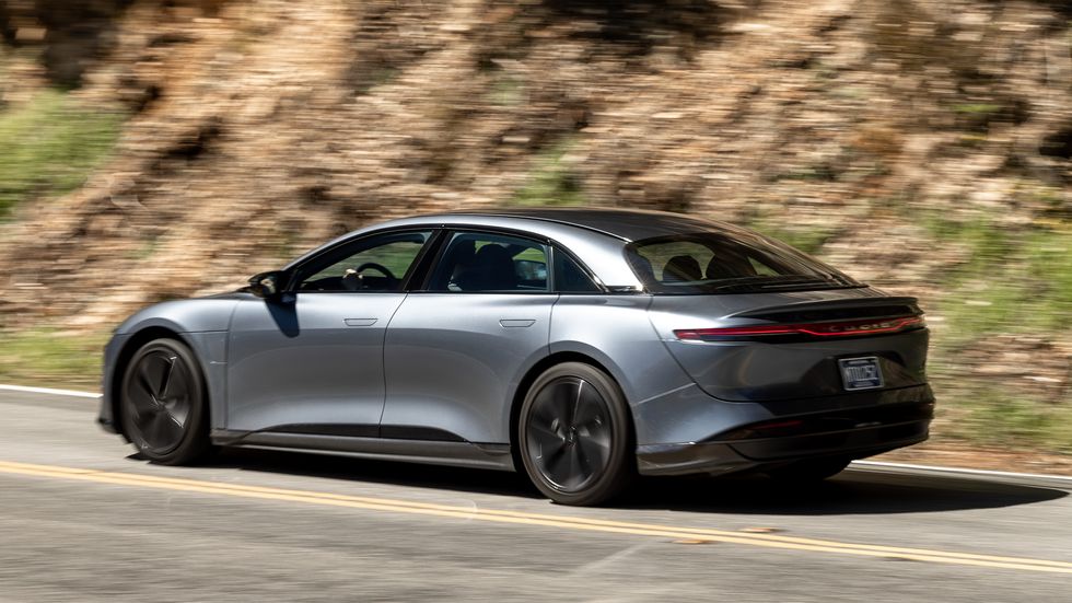 2024 lucid air on hilly road