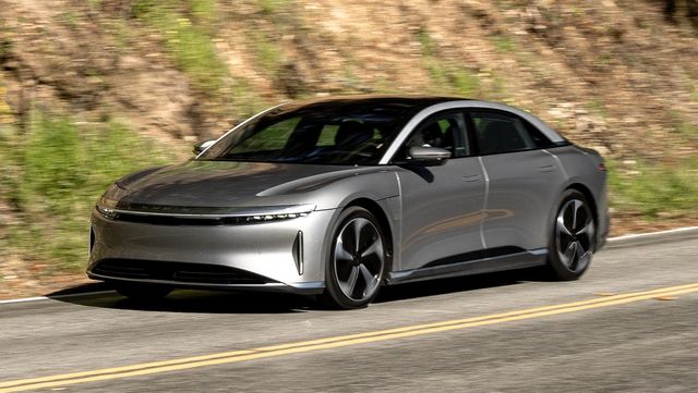 2024 lucid air driving on pavement