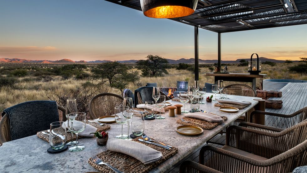 dining deck at laopi tented camp tswalu south africa