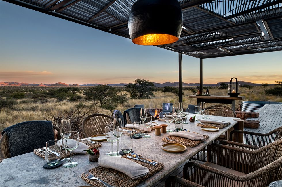 dining deck at laopi tented camp tswalu south africa