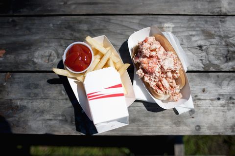 best state fair food every state arizona lobster roll and french fries, high angle view