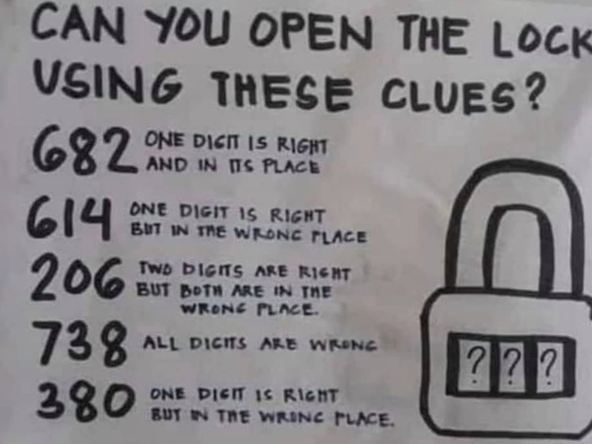 Answer to Open the Lock Puzzle  Open the Lock Using These Clues