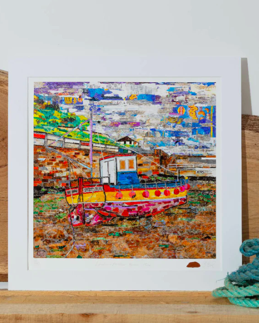 Limited edition print of Porthleven Harbor Boat
