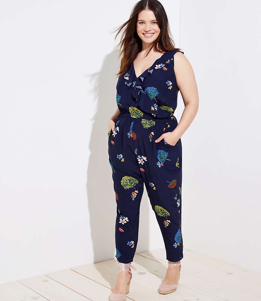 Navy Floral Jumpsuit with Tie Front | AX Paris | SilkFred US