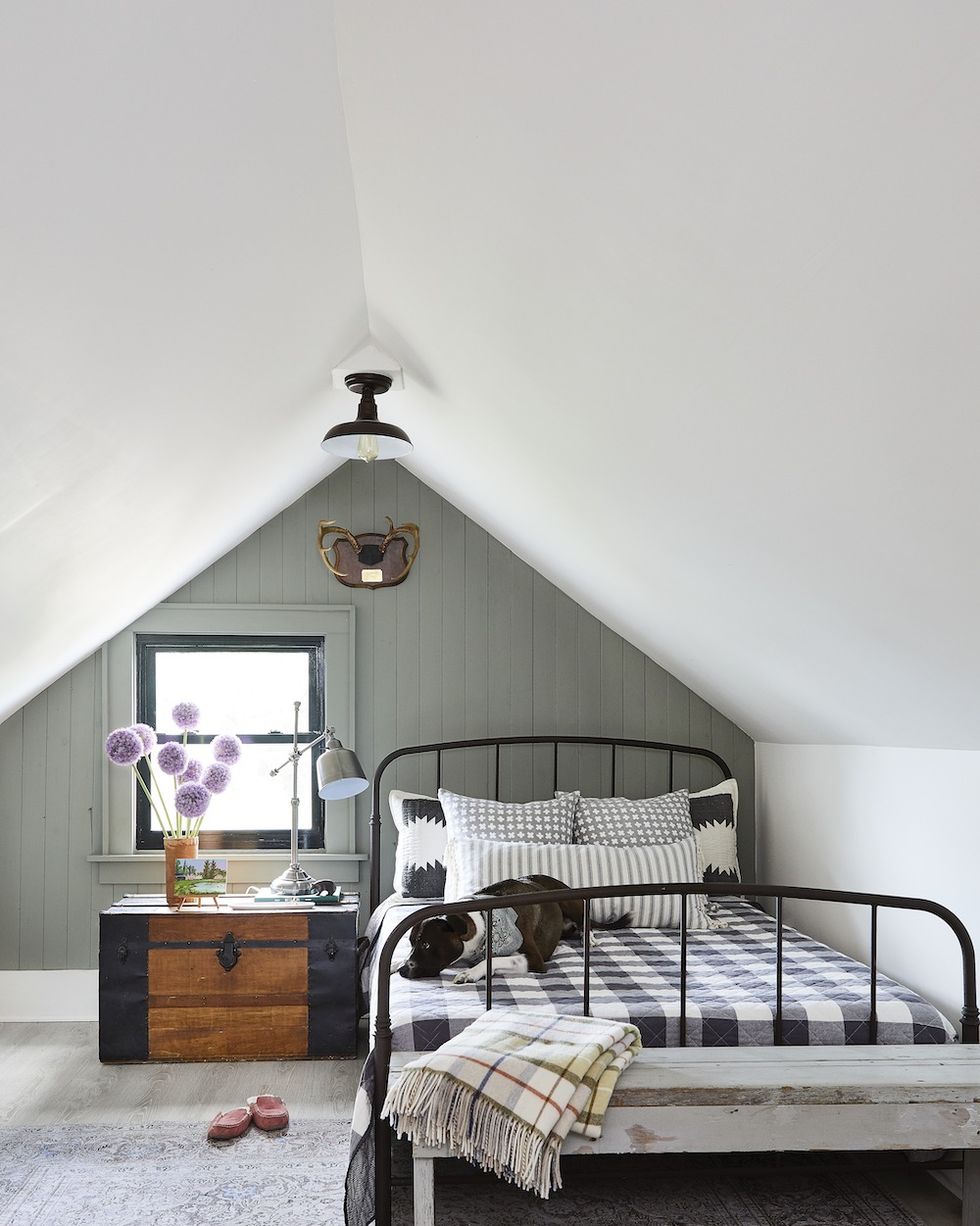 taupe paint colors lofted bedroom