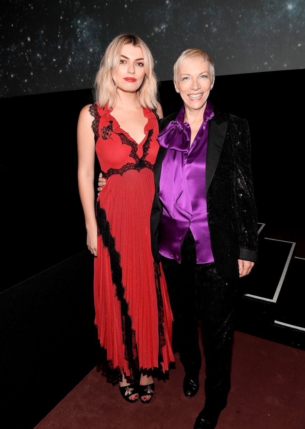 los angeles, ca   november 04  lola fruchtmann l and musician annie lennox, wearing gucci, attend the 2017 lacma art  film gala honoring mark bradford and george lucas presented by gucci at lacma on november 4, 2017 in los angeles, california  photo by matt winkelmeyergetty images for lacma