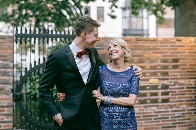 the author at her son's wedding