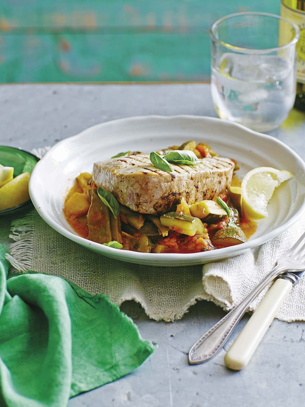 lomos de atún con verduras
