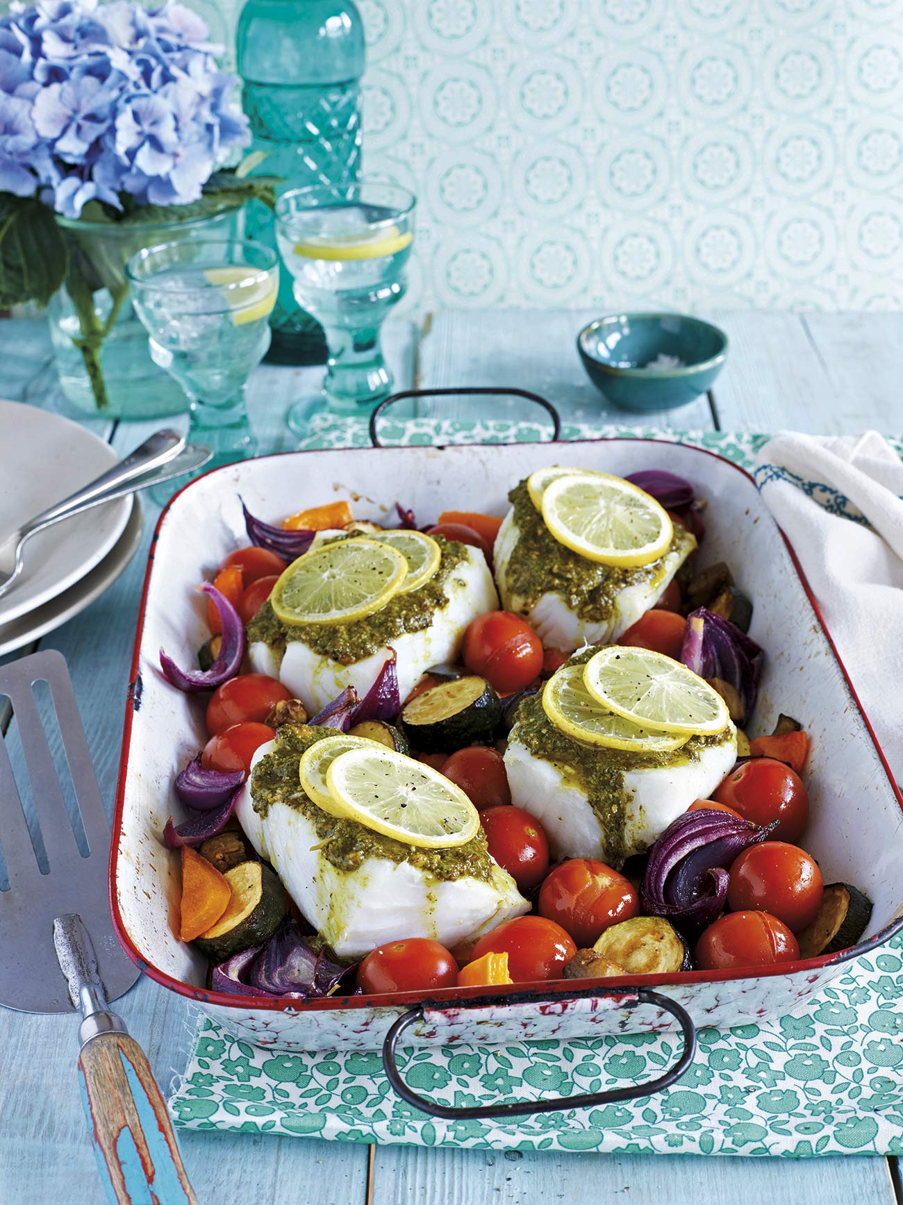 lomos de bacalao con salsa pesto
