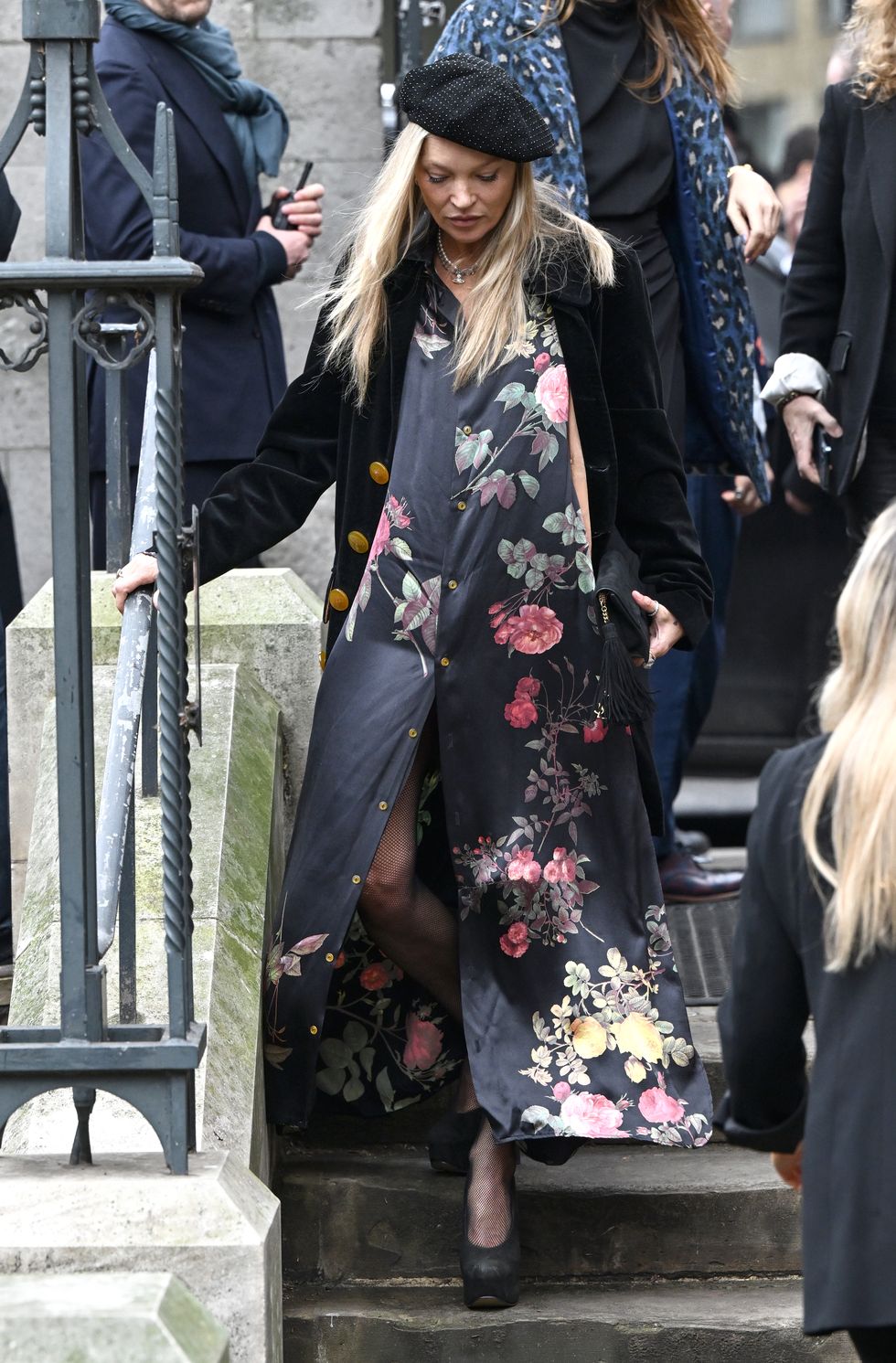 london, england february 16 kate moss attends a memorial service to honour and celebrate the life of dame vivienne westwood at southwark cathedral on february 16, 2023 in london, england british fashion designer dame vivienne westwood, known for her punk and new wave designs, died on december 29 at the age of 81 photo by jeff spicergetty images