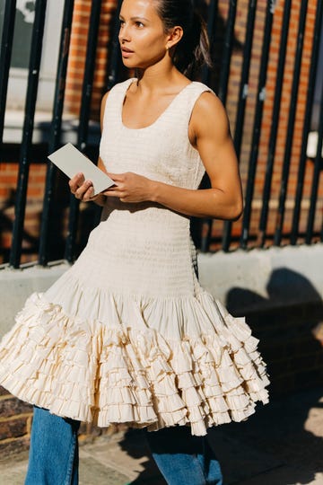 a woman in a white dress