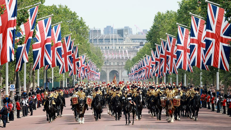 london, england june 17 troops advance down the mall during trooping the colour on june 17, 2023 in london, england trooping the colour is a traditional parade held to mark the british sovereigns official birthday it will be the first trooping the colour held for king charles iii since he ascended to the throne photo by chris jacksongetty images