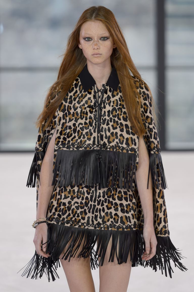 Leopard print cape with tassels Longchamp