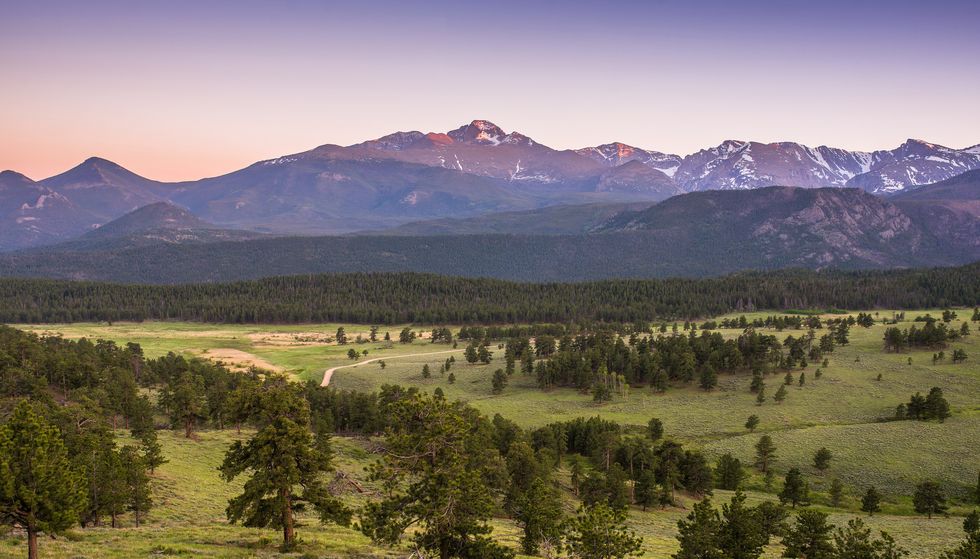 longs peak at sunset