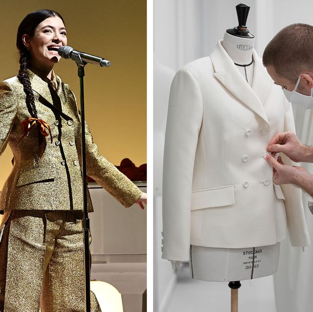 lorde and her dior looks in construction