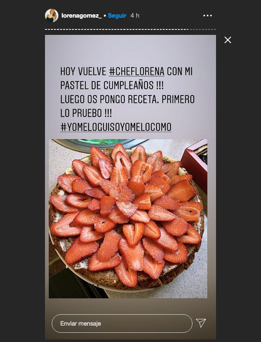 Lorena Gómez tarta de 34 cumpleaños