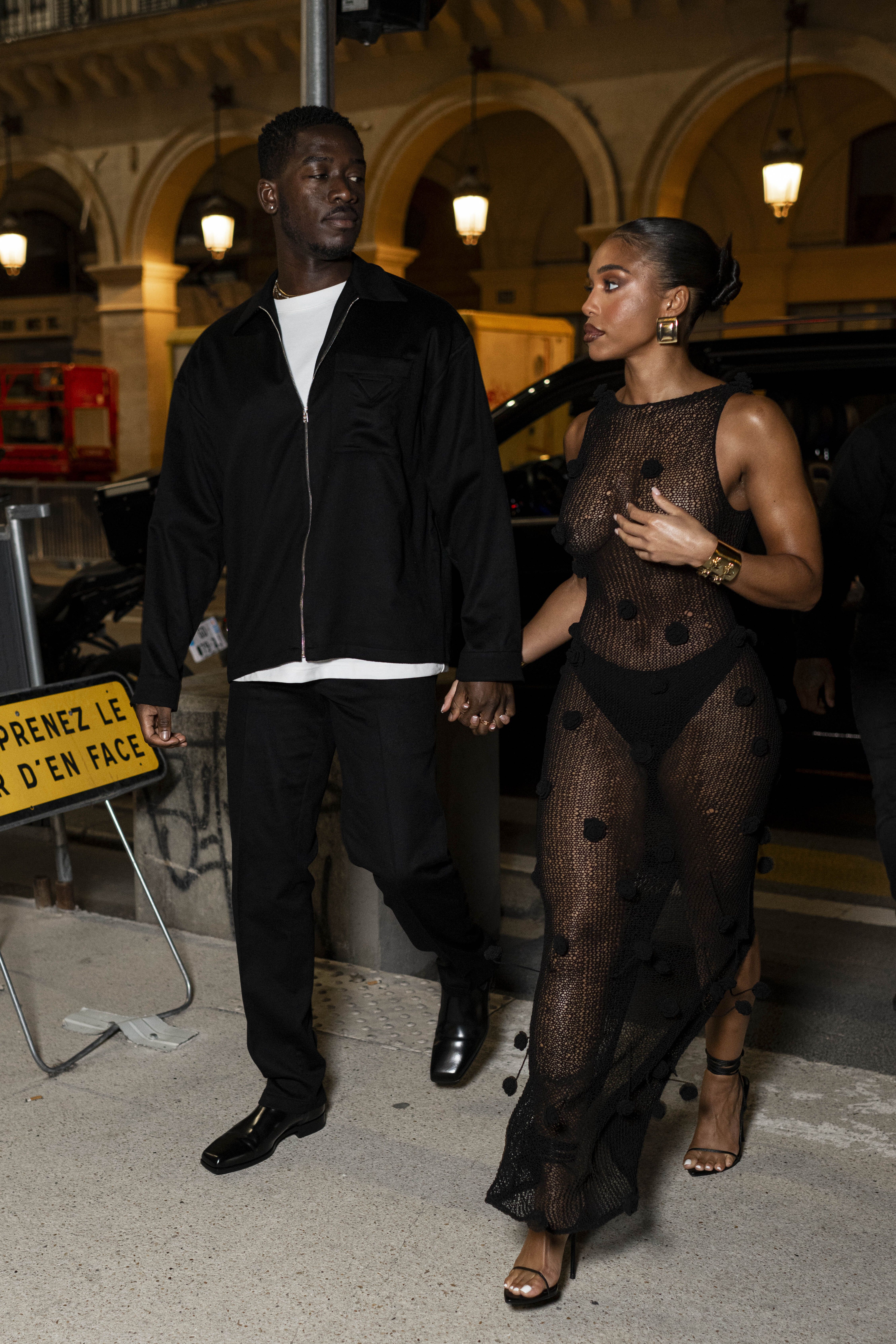 Lori Harvey's Sultry Date-Night Style Includes a Sheer Netted Dress