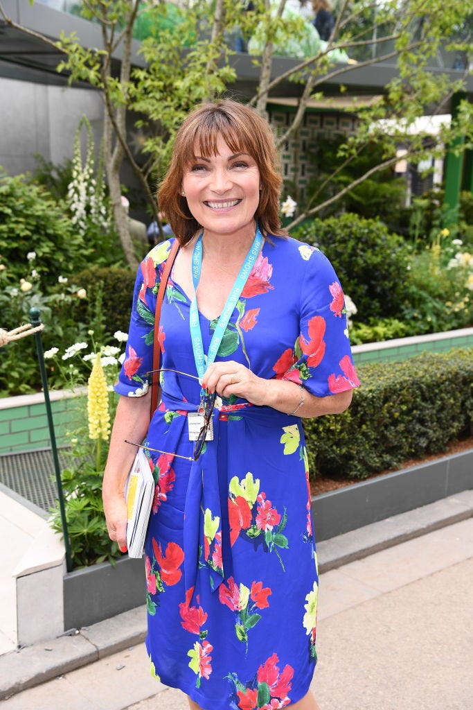 Lorraine Kelly wears Phase Eight blue midi dress