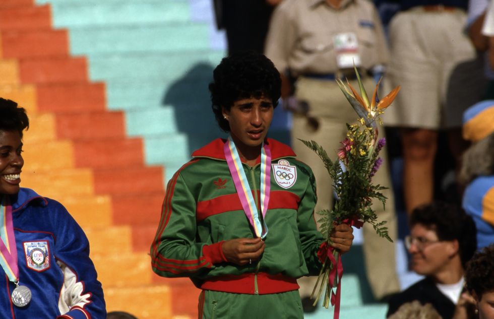 women's track 400 metres hurdles medal ceremony at the 1984 summer olympics