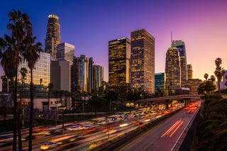 los angeles, night, traffic