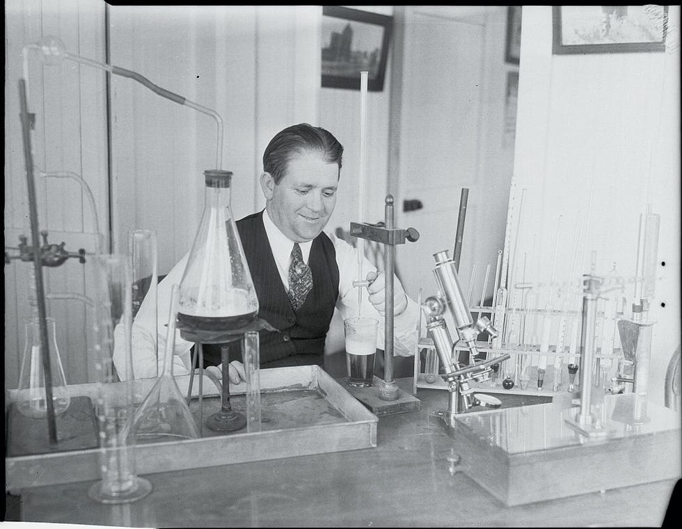 brewer in his secret laboratory