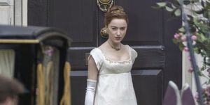 actress phoebe dynevor shooting scenes for"  bridgerton " tv series season 2 in london