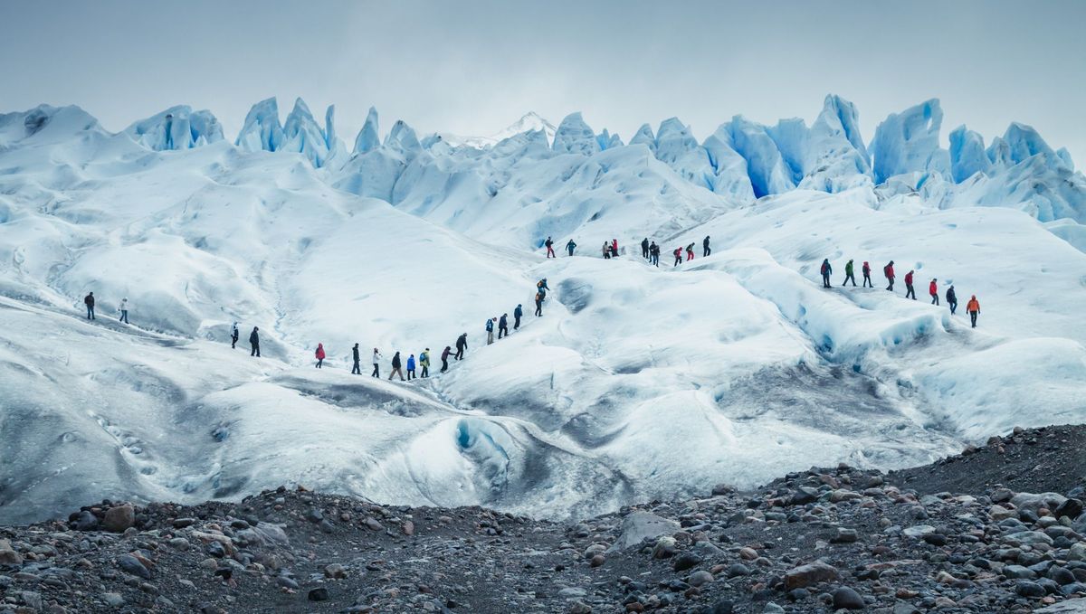 Nationaal Park Los Glaciares Argentini Ongeveer de helft van Nationaal Park Los Glaciares in het Argentijnse deel van Patagoni is bedekt met gletsjers Bezoekers kunnen het indrukwekkende proces van gletsjerwerking met eigen ogen zien bij de Perito Morenogletsjer die uitmondt in Lago Argentino