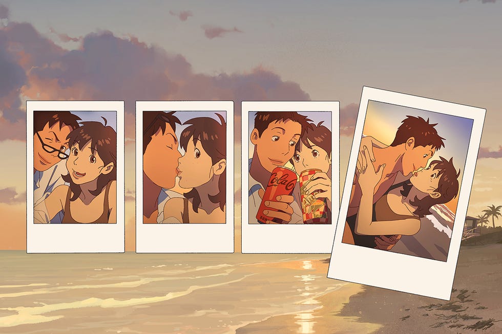 a series of animated polaroid shots of a couple