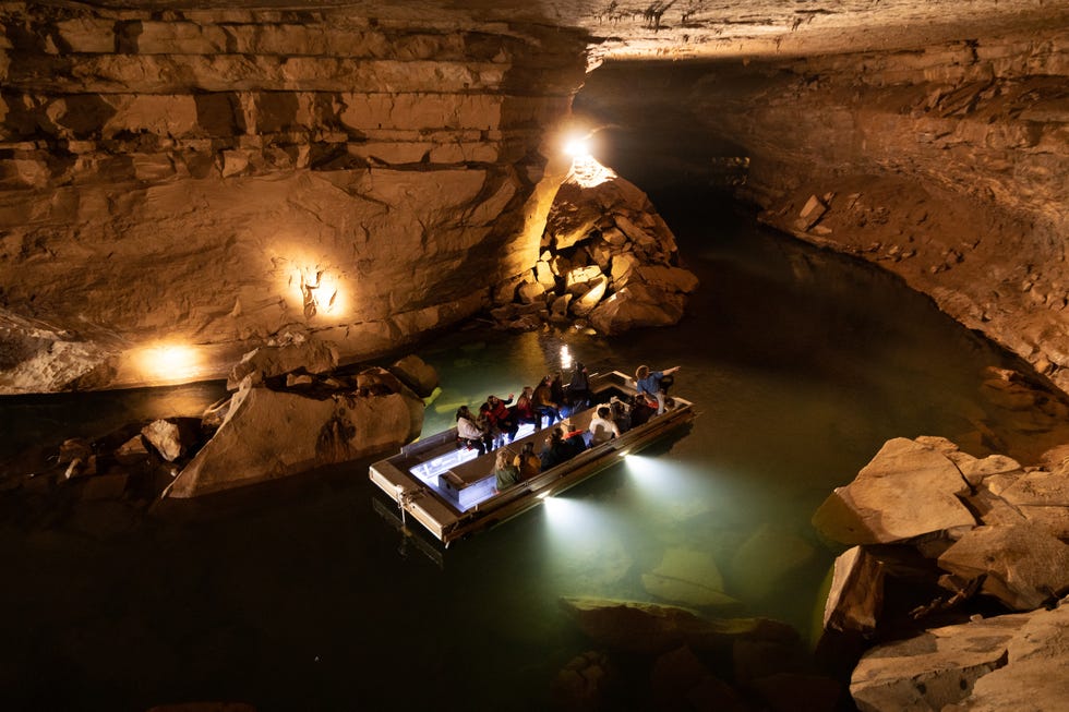 a boat in a cave