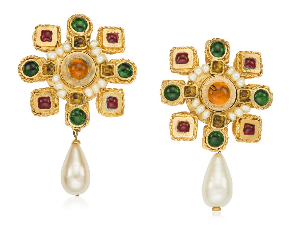 Sold at Auction: JEWELRY. Pair of Vintage Chanel Gripoix Earrings.