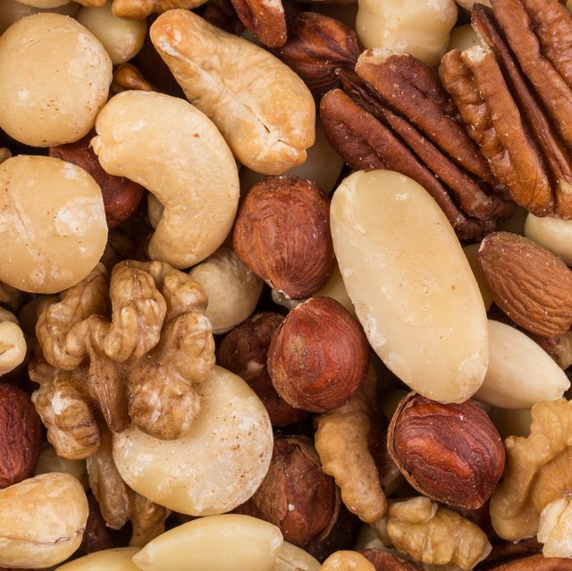 lot of different types of nuts mix for background
