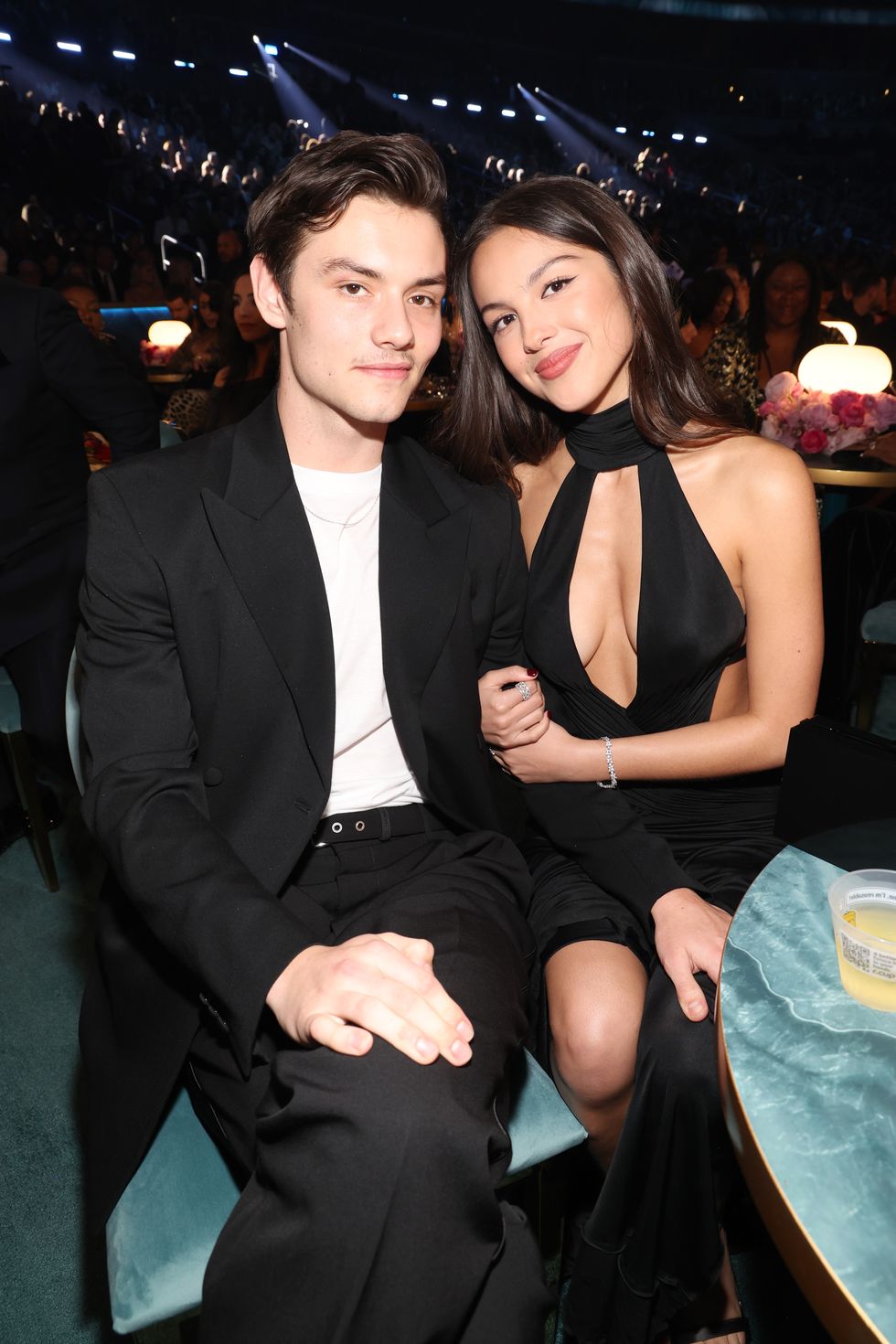 olivia rodrigo and louis partridge at the 2025 grammys