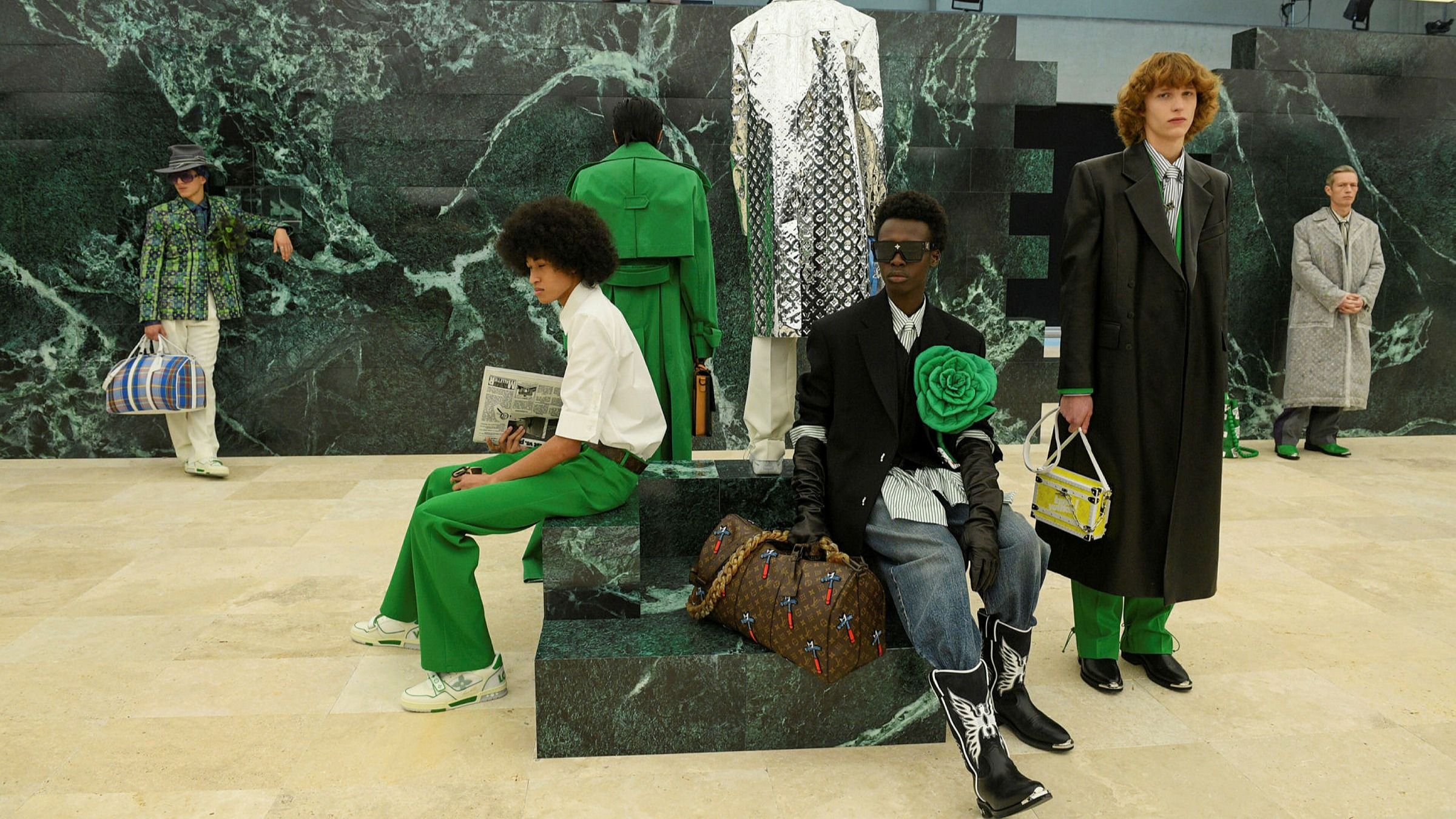 Louis Vuitton Varsity Leather Jacket Green Herren - FW21 - DE