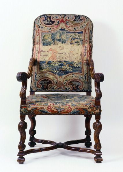 Louis XIV style walnut armchair