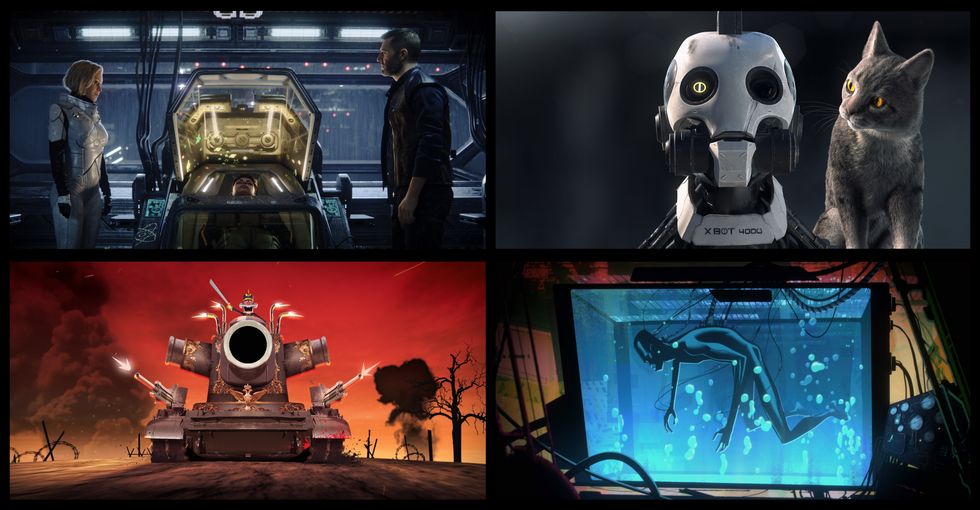 Technology, Digital compositing, Robot, Skull, Fictional character, Art, Animation, Cg artwork, Machine, Theatrical property, 