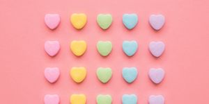 Love Hearts Background Valentine's Day Background With Rainbow Candy Hearts