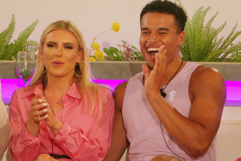 love island  chloe and toby laughing and smiling