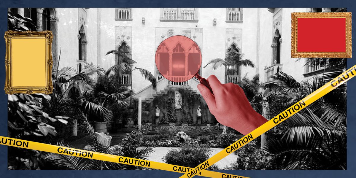 graphic of crime scene over courtyard