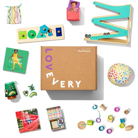 lovevery subscription box with wooden toys and instructions for kids, good housekeeping pick for best subscription boxes for kids