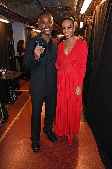 london, england december 04 maximilian davis, winner of the british womenswear designer award for ferragamo, and chioma nnadi pose backstage at the fashion awards 2023 presented by pandora at the royal albert hall on december 4, 2023 in london, england photo by dave benettgetty images