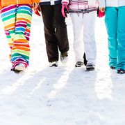 low section of friends in ski wear