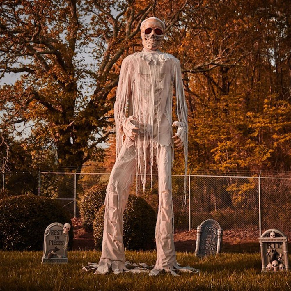 lowe's launted living 12 foot lighted animatronic mummy halloween decoration