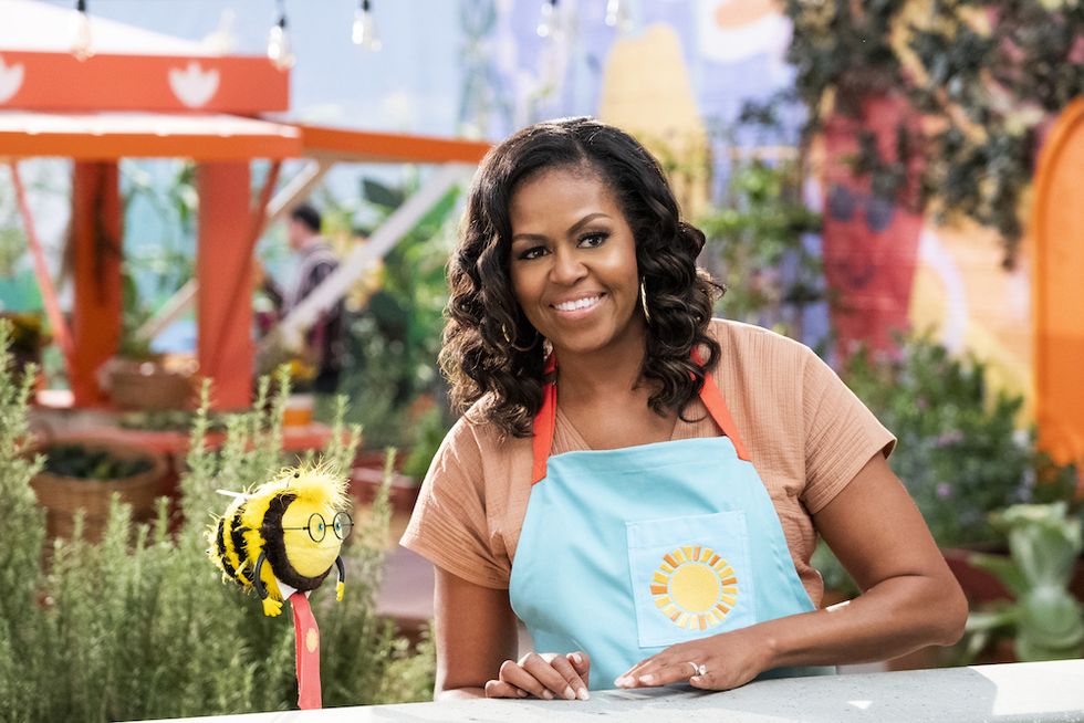 waffles  mochi l to r busy and michelle obama in episode 110 of waffles  mochi cr adam rosenetflix © 2020